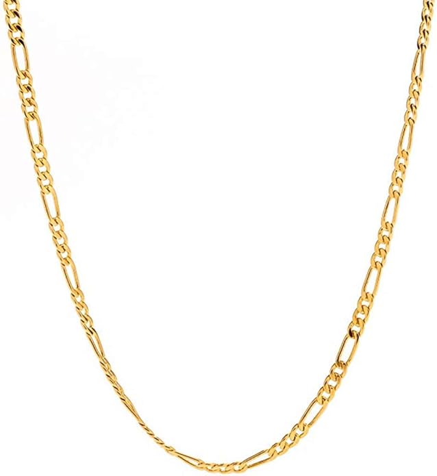 fztn jewelry 金费加罗链项链 男女青少年男孩 18k 镀金不锈钢项链